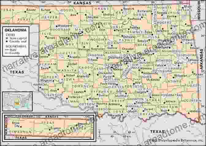 Image Of A Historic Map Of Oklahoma By Samuel Mcintyre Showcasing The State's Counties, Cities, And Waterways. Old Maps Of Oklahoma Samuel B McIntyre