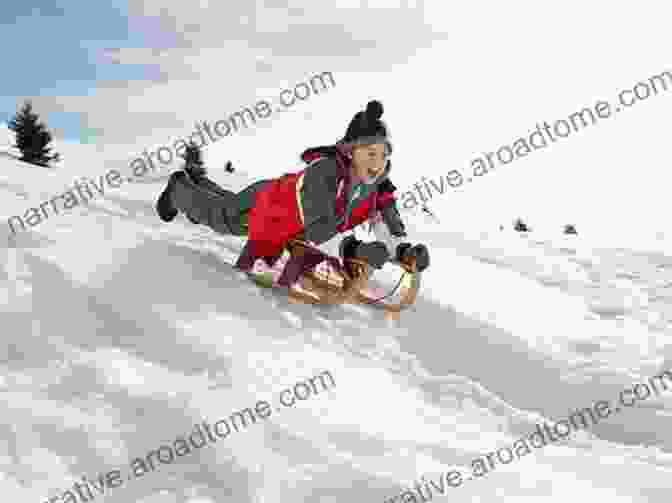 Mary George Sledding Down A Snowy Hill, Her Hair Flowing Behind Her And A Smile On Her Face Kamik S First Sled Mary George