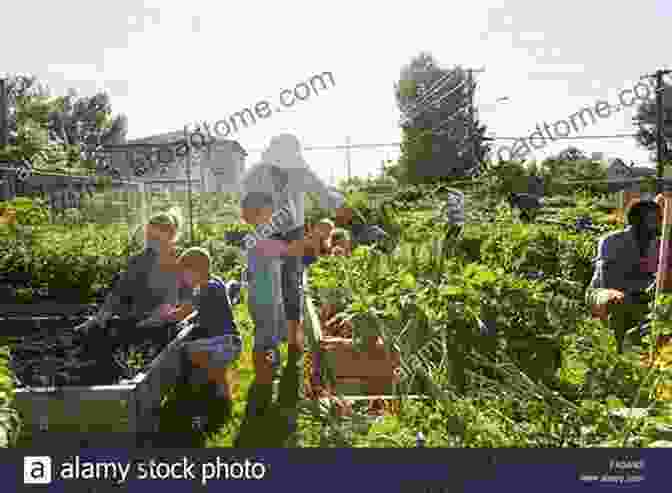 Smiling Children Tending To Their Own Vegetable Garden In An Urban Setting. Dig In Urban Farming For Kids